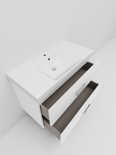 Тумба с раковиной La Fenice Cubo TWIN NFNC-01-CUB-B-100-2-2-100 100х50 подвесная цвет белый - фото 4