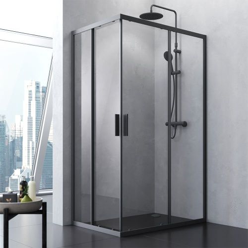 Душевой уголок Am.Pm Gem S W93G-404-120280-BT 120х80 стекло прозрачное профиль черный без поддона