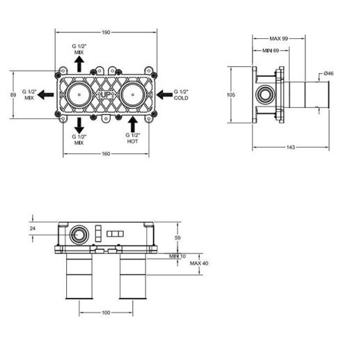 Встраиваемая часть для термостатического смесителя для душа Gessi PARTI INCASSO 54169#239 - фото 2