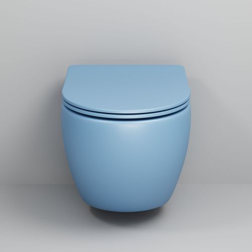 Унитаз подвесной Grossman Color GR-4455BSMS голубой с сиденьем безободковый каскадный смыв - фото 3