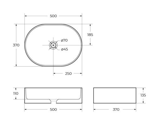 Раковина из сантехнического фаянса BelBagno BB1483 50х40 накладная цвет белый без отверстий под смеситель - фото 2