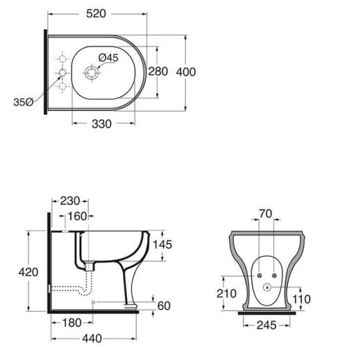 Биде напольное Azzurra Jubilaeum CHBIT000000MBI/(CHA500 bi)*1 цвет белый - фото 2