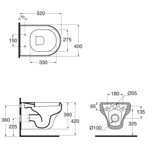 Чаша унитаза подвесная Azzurra Charme CHVKSP000000BI/(CHA100/SOSK bi) цвет белый без сиденья душевой смыв - фото 2