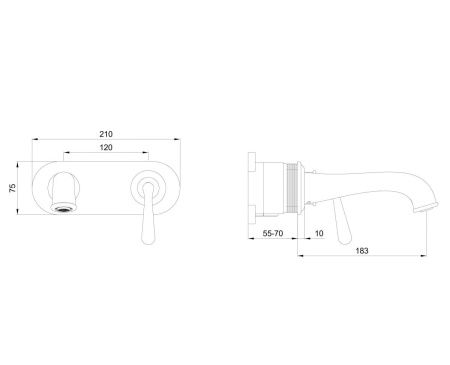 Смеситель для раковины Wonzon & Woghand Steam WW-88869008-MB встраиваемый в стену черный