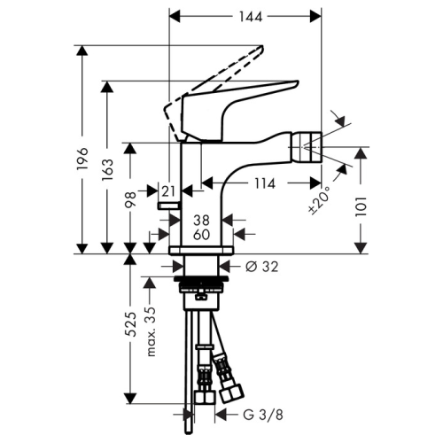 Смеситель Axor Citterio E 36121000 на биде хром - фото 2