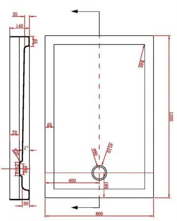 Душевой поддон акриловый Bravat Type-S1 P1812 120х80 белый с ножками