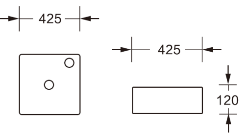 Раковина из сантехнического фарфора Milleau MIEL MU0082-GW 40х40 накладная цвет белый 1 отверстие под смеситель - фото 2
