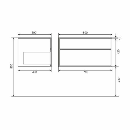 Тумба под раковину Uperwood Lotus 39340205462 80х50 подвесная цвет серый