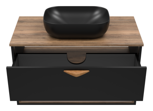 Тумба под раковину Brevita Bergen BER-07090-19-02-1Я 90х50 подвесная цвет черный - фото 4