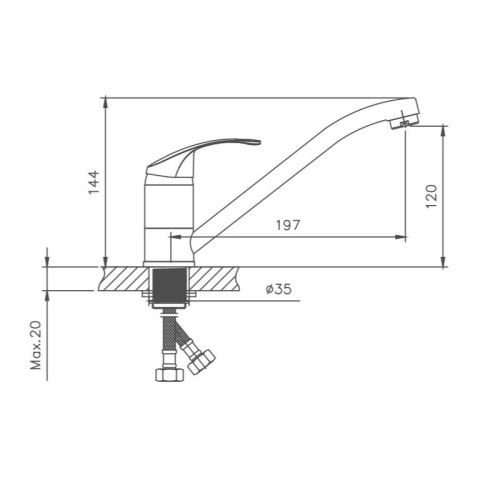 Смеситель для кухни Cron CN4915 на мойку хром - фото 3