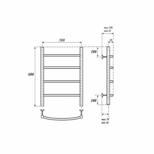Полотенцесушитель электрический Point Афина PN04156E 55х60 хром - фото 4