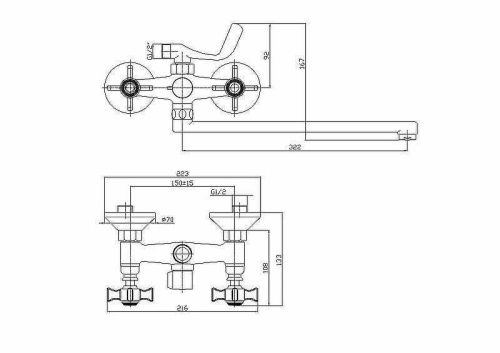 Смеситель для ванны и душа Haiba HB24 HB2224 настенный хром - фото 2