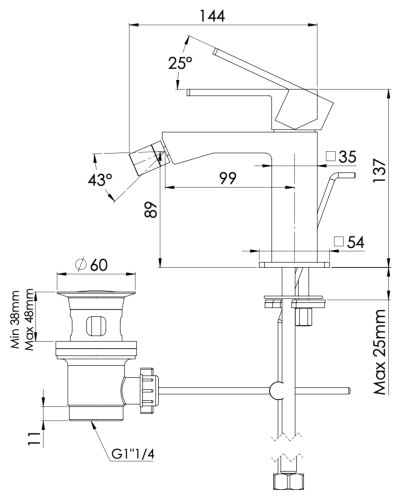 Смеситель Mariani Rebel A00493RE12 на биде хром - фото 2