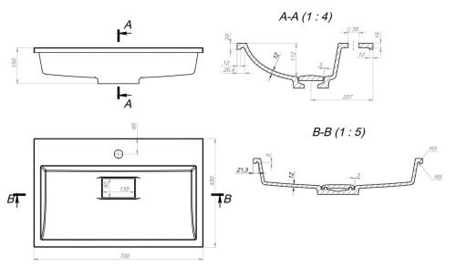 Раковина из искусственного камня Stella Polar Арта SP-00001760 70х50 встраиваемая цвет черный - фото 3