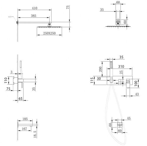 Душевая система Abber AF8217G встраиваемая в стену цвет золото - фото 3