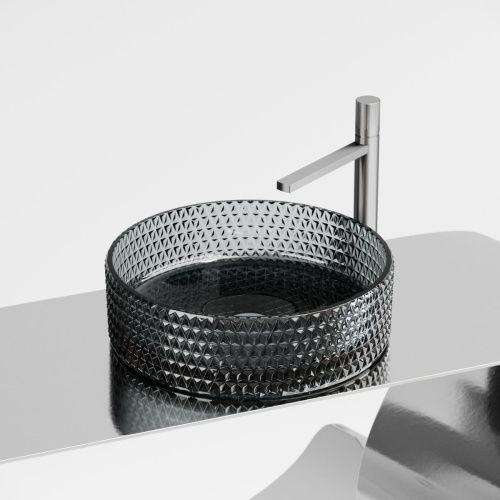 Раковина стеклянная Ceramica Nova CRISTAL CN6060 40х40 накладная цвет черный без отверстий под смеситель - фото 2