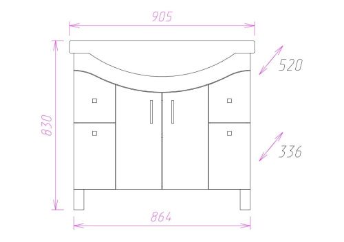 Тумба под раковину Onika Эльбрус 109016 90х30 напольная цвет белый - фото 3