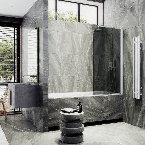 Душевая шторка на ванну Maybah Glass MGV-623-1 80х140 стекло тонированное профиль белый ориентация универсальная - фото 3