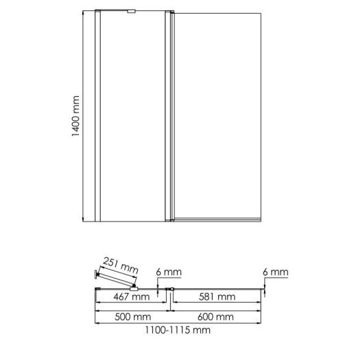 Душевая шторка на ванну Wasserkraft Salm 27P 27P02-110 110х140 стекло прозрачное профиль хром ориентация универсальная - фото 3
