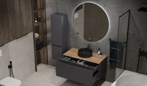 Тумба под раковину Jorno COSSETY Coss.01.100/P/A-DZ/JR 100х50 подвесная цвет черный - фото 3