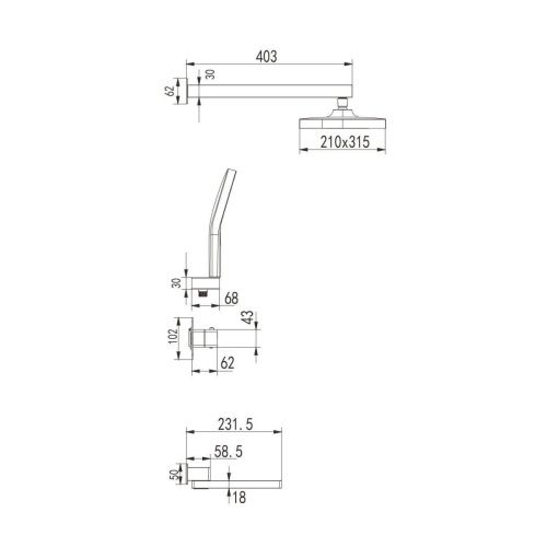 Душевая система Rose R1095T встраиваемая в стену цвет серый с термостатом - фото 3