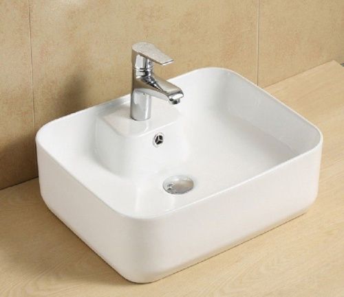 Раковина из сантехнического фаянса CeramaLux 9445 50х40 накладная цвет белый 1 отверстие под смеситель - фото 3