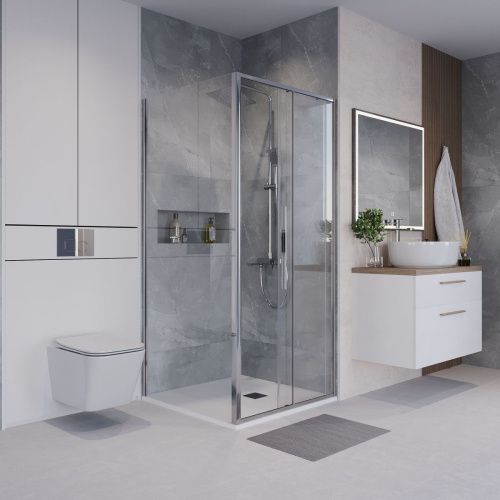 Душевой уголок Niagara Nova NG-64-9A-A100-34 100х90 стекло прозрачное профиль хром без поддона - фото 3