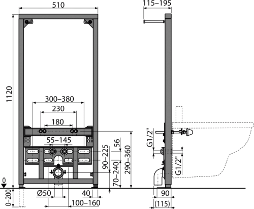 Инсталляция для биде Alcadrain  A105/1120 - фото 2