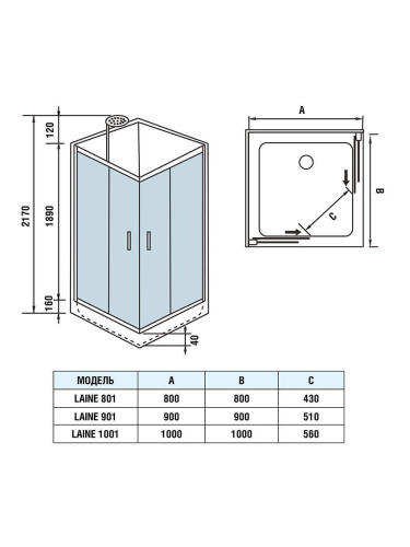 Душевая кабина WeltWasser WW500 10000003260 90х90 квадратная без крыши ориентация универсальная - фото 2