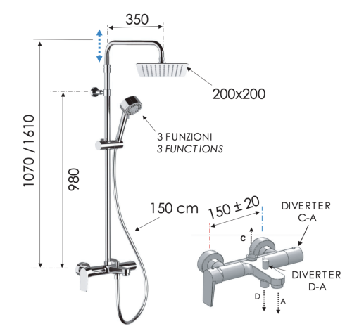 Душевая стойка Remer Dream D34AUFD20 настенная цвет хром - фото 2