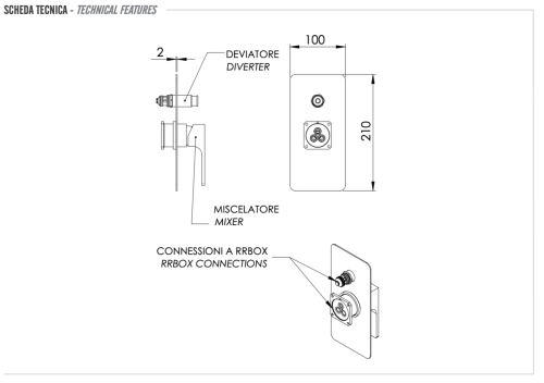 Смеситель для душа Remer Absolute AU09KBXV встраиваемый в стену нержавеющая сталь - фото 2