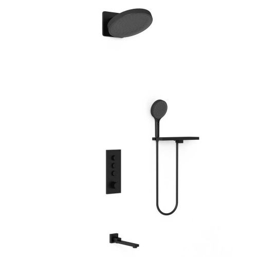 Душевая система Vincea VSFW-433TI3RMB встраиваемая в стену цвет черный с термостатом - фото 2