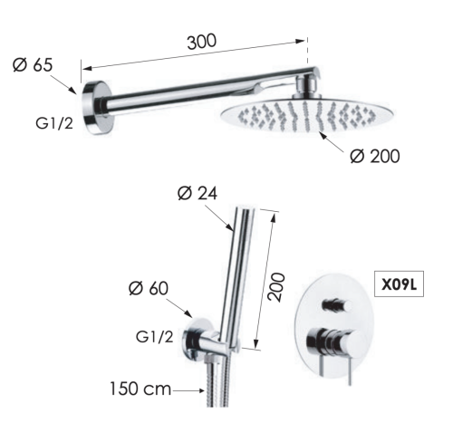 Душевая система Remer X Style X09S02 встраиваемая в стену цвет хром - фото 2
