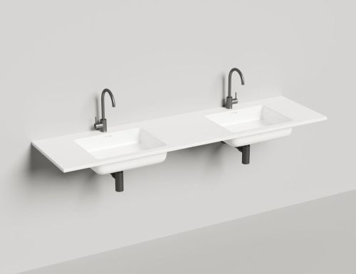 Раковина из искусственного камня S-Stone Salini ONDA 1402202M 180х50 встраиваемая цвет белый - фото 3