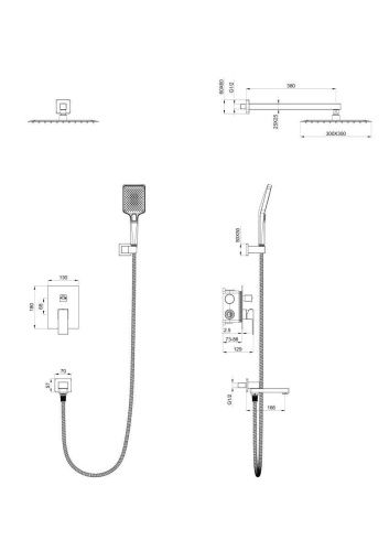 Душевая система Wonzon & Woghand Cube WW-88939016-BG встраиваемая в стену цвет золото - фото 2