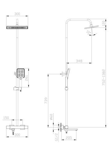 Душевая стойка Rush ST4235-60 настенная цвет хром - фото 2