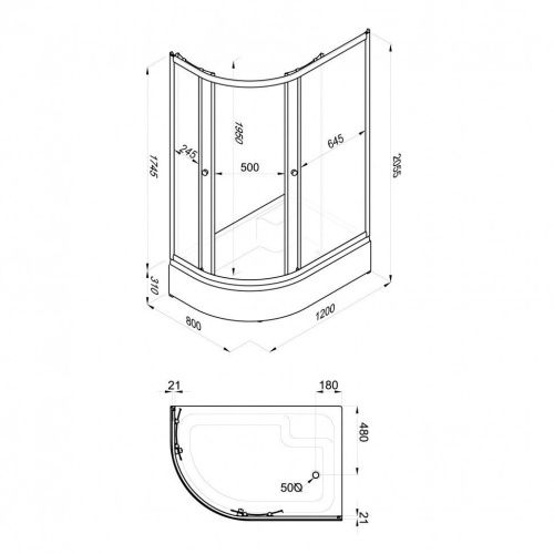 Душевой уголок Тритон Коралл Щ0000061783 120х80 стекло с рисунком профиль белый с поддоном - фото 2