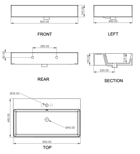 Раковина керамическая GSG Ceramic Design Zenith ZELAVBW80000 80х50 накладная цвет белый 1 отверстие под смеситель - фото 2