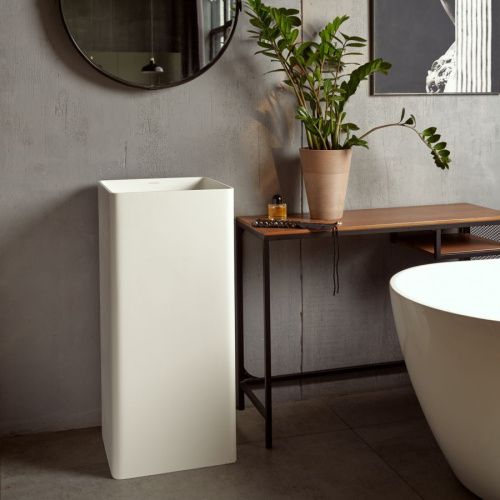 Раковина из искусственного камня MonteBianco Torre 400 13011 40х40 напольная цвет белый без отверстий под смеситель - фото 3