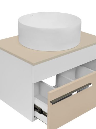 Тумба под раковину Runo ВУДЛАЙН 00-00004900 70х50 подвесная цвет белый - фото 3