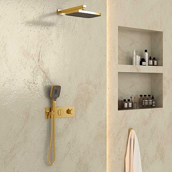 Душевая система Vincea VSFW-422T1BG встраиваемая в стену цвет золото с термостатом