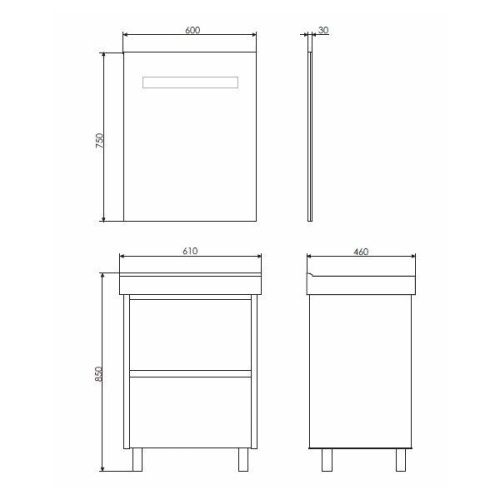 Тумба с раковиной Comforty Дублин 00004137134CF 60х50 напольная цвет белый - фото 2