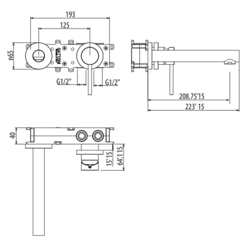 Смеситель для раковины Gattoni CIRCLE ONE 9035/90NO встраиваемый в стену черный - фото 2