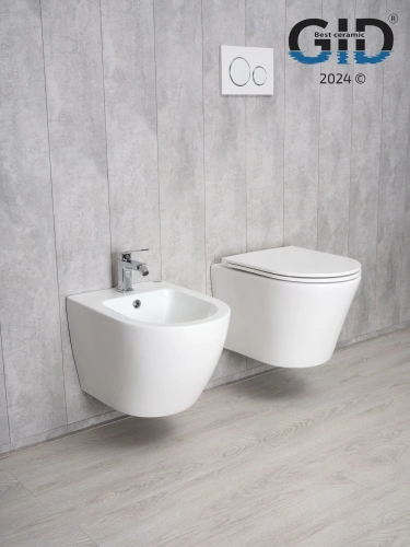 Унитаз подвесной Gid Cortado 62235Y белый с сиденьем микролифт безободковый смыв торнадо - фото 4