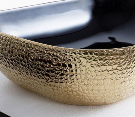 Раковина из сантехнического фаянса CeramaLux D1333H022 50х30 накладная цвет черный без отверстий под смеситель