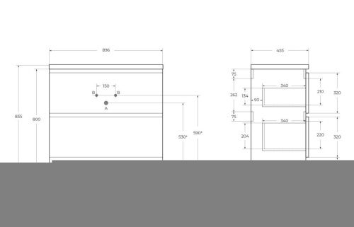 Тумба под раковину BelBagno Albano ALBANO-900-2C-PIA-RR 90х50 напольная цвет коричневый - фото 2