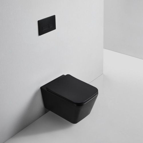 Унитаз подвесной Bond Cube F04-108 черный с сиденьем микролифт безободковый душевой смыв - фото 2