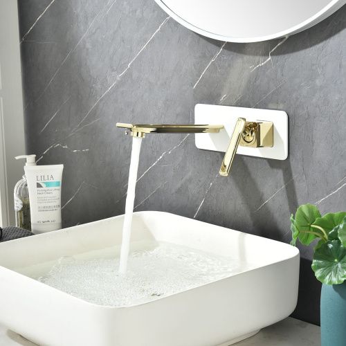 Смеситель для раковины LeMark Mista LM6426WG встраиваемый в стену белый/золото - фото 2