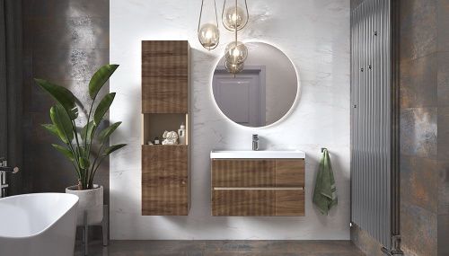 Шкаф-пенал Velvex Mondi 307 акация темная 40х150 подвесной цвет коричневый - фото 4