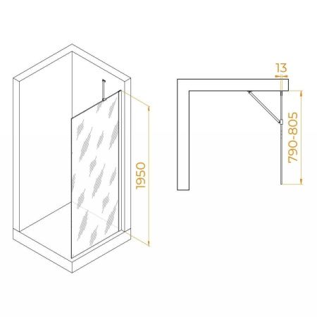 Душевая перегородка RGW Walk In 351011008-24 80х195 стекло матовое профиль черный